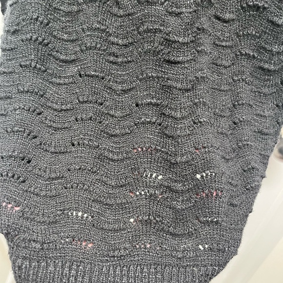 Talbots Soft Cotton Blend Pointelle Knit Black V Neck Sweater Size Medium - Picture 3 of 9